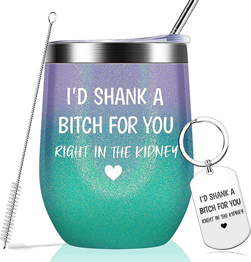 Gifts for Best Friend - Funny Birthday Gifts for Women, Bestie, Sister Gifts from Sister, Friendship Gifts - Vacuum Insulated Tumbler with Keychain Glitter 12oz