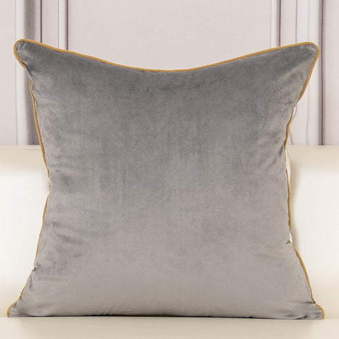 Aeckself 20 x 20 Inch Grey Beige Leather Geometric Plaid Embroidery Velvet Cushion Case Luxury Modern Square Throw Pillow Cover Decorative Pillow for Couch Living Room Bedroom Car 50 x 50cm