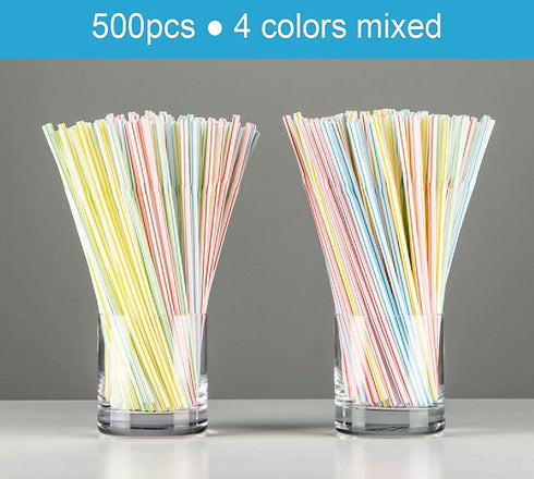 500 Pcs 8.27 Inch Colorful Flexible Plastic Drinking Straws,Individually Wrapped , Bendable,Disposable,Thick Straw for Party, for Use with Any Jumbo Cup or Water Bottle,BAP Free, Dia 0.24inch