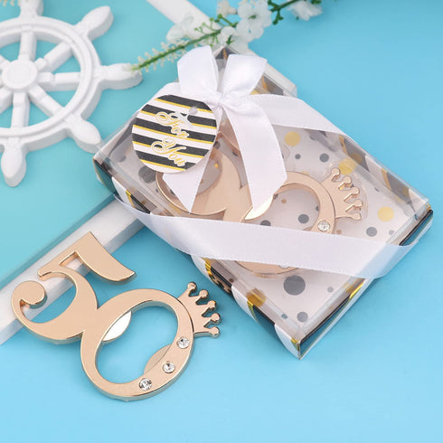 12 pcs Wedding Souvenir for Guests,Number 50 Golden Wedding Beer Bottle Openers for 50th Wedding Anniversary 50th Bottle Opener Birthday Party Favor Souvenirs or Decor