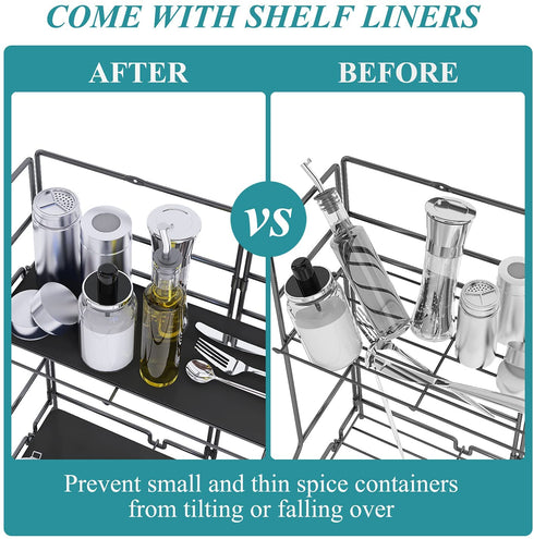 Bathroom Countertop Organizer Rack, SAUCE ZHAN Wall Mounted Spice Rack Organizer for Kitchen Counter Storage Shelf Foldable 2 Tier Cabinet Seasoning Racks Wire Makeup Organizer Shower Vanity Tray