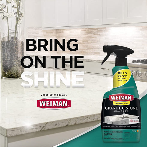 Weiman Disinfectant Granite Daily Clean & Shine 32 Ounce (2 Pack) Safely Clean Disinfect and Shine Granite Marble Soapstone Quartz Quartzite Slate Limestone Corian Laminate Tile Countertop