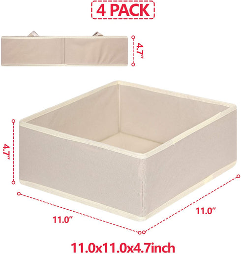 DIOMMELL 4 Pack Foldable Cloth Storage Box Closet Dresser Drawer Organizer Fabric Baskets Bins Containers Divider for Clothes Underwear Bras Socks Clothing,Beige 400