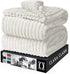Clara Clark Cut Plush Fleece Throw Blanket - Throw Size - Lightweight Super Soft Fuzzy Luxury Bed Blanket for Bed - Machine Washable - (50x60) (White)