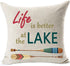 Retro Wooden Saying Life is Better at The Lake Ferry Paddle Cotton Linen Square Throw Waist Pillow Case Decorative Cushion Cover Pillowcase Sofa 18"x 18" (18x18 inches, 1)