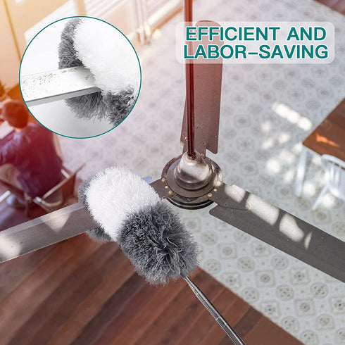 YVYV Microfiber Feather Duster 4PCS - Extendable & Bendable Dusters with Long Extension Pole , Washable Lightweight Dusters for Cleaning Ceiling Fan, High Ceiling, Blinds, Furniture, Cars