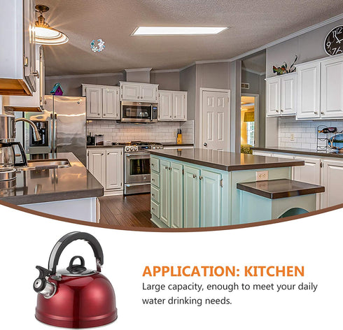Cabilock Stove Top Whistling Tea Kettle Stainless Steel Teakettle Teapot with Cool Toch Ergonomic Handle 1. 2L Red