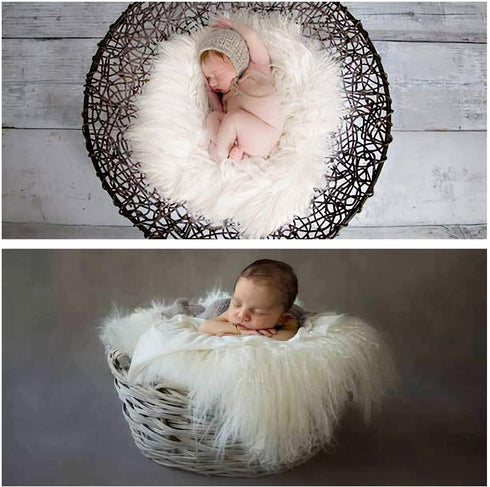 SPOKKI Newborn Photography Props Outfits 3 PCS Baby Long Ripple Wrap with and Toddler Swaddle Blankets Photography Mat with Cute Crochet Knitted Hat Costume ( 0-12 Month)