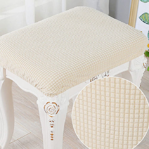 Debruyne 4 Pieces Elastic Rectangle Bar Stool Covers Stretch Vanity Stool Cover Jacquard Chair Seat Slipcovers Counter Stool Cover Saddle Seat Covers Washable for Wooden Metal Bench (Khaki)