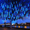 Meteor Shower Lights Outdoor, 11.8 Inch 8 Tubes 192 LED Snowfall Lights, Waterproof Meteor Christmas Lights, Hanging Falling Rain Lights for Tree Bushes Holiday Party Christmas Decoration, Blue