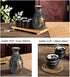 Sake Set Blue Japanese 5 Pcs Traditional Japan Sake Cup Set Hand Painted Design Porcelain Pottery Ceramic Cups Crafts Wine Glasses Gifts (Blue Rich, 300 ML)