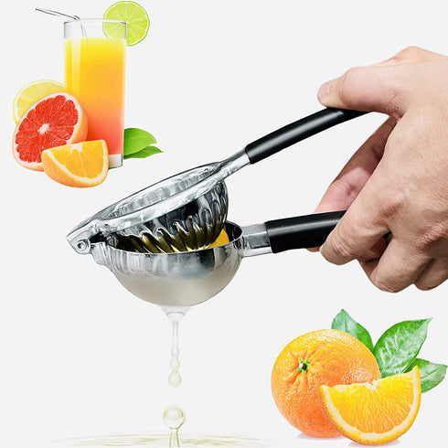 KitchenEclipse Lemon Squeezer Premium Stainless Steel Citrus Juicer for Home Bar, Professional Use Hand Grip Manual Juicer with Non-Slip Silicone Handle Juice Squeezer for Limes, Lemons, Oranges