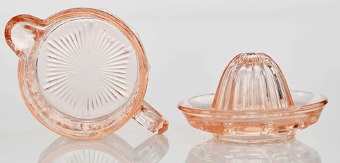 HOME-X Nostalgia Style Glass Citrus Juicer, Manual Juice Press, Retro Nostalgic Lemon, Orange Juicer-2 Pcs-Pink