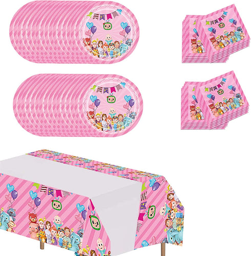 Birthday Party Supplies and Decorations Serves 20 Guests Includes table cover, plate, napkin for baby shower birthday party for Boys Girls