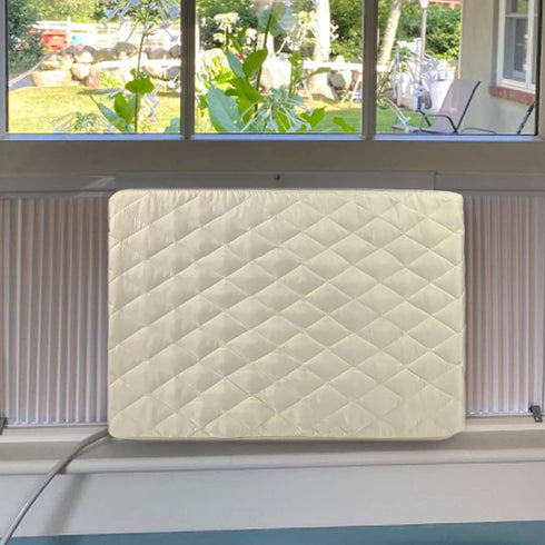 Homydom AC Cover Indoor, Air Conditioner Cover Inside AC Unit Cover Double Insulation Defender, High Elasticity, Light Yellow M-25"x 16"x 3.5"(L x H x D)