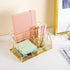 Desk Organizer for Women,Cute Mesh Office Supplies Accessories Essentials Caddy with 5 Compartments+1 Mini Sliding Drawer for Home & Office Desktop Organization & Decor, Gold