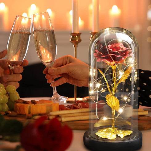 Roses Gift for Her, Birthday Gifts for Women Mom,, Rainbow Rose in Glass Dome with LED Light, Unique Love Gifts for Mom,Wife, Gift for Mothers Day,Valentines Gifts for Girlfriend