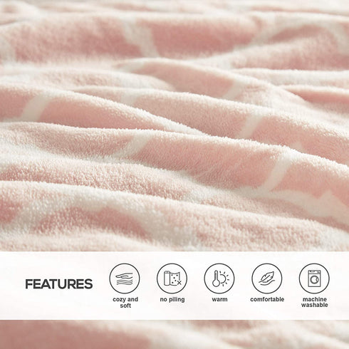 Comfort Spaces Ultra Soft and Cozy Sherpa Throw Blankets for Couch and Bed , Plush Fleece Reversible Throw-Blanket with Fuzzy Faux FurThrows, 50x60, Blush Ogee