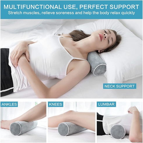 Cylinder Pillows for Neck and Shoulder Pain Relief, for Cervical, Spine, Lumbar Traction. Ergonomics and Neck Physical Therapy, Ideal for Spine and Neck Support. 4x17 inches(Gray)