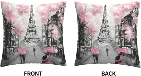Eiffel Tower Throw Pillow Covers Square Cushion Couch Pillows Case for Bed Sofa Living Room Decorative 18" x18"