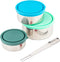 Timiuu Stainless Steel Lunch Box Food Storage Containers with Leak-proof Lids | Reusable Snack Food Nesting Containers for Kids or Adults | Set of 3, Eco-Friendly, BPA Free | 5oz, 8oz, 16oz