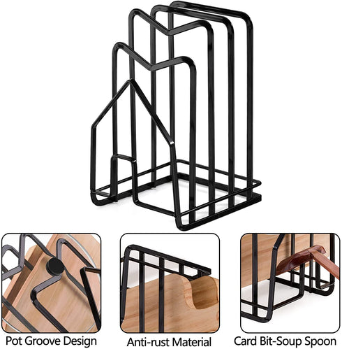 Lomoky Cutting Board Rack Holder Chopping Board Organizer, Stand Holder Pot Pan Lid Organizer Rack for Dish Drain Kitchen Countertop Cookie Sheet Storage