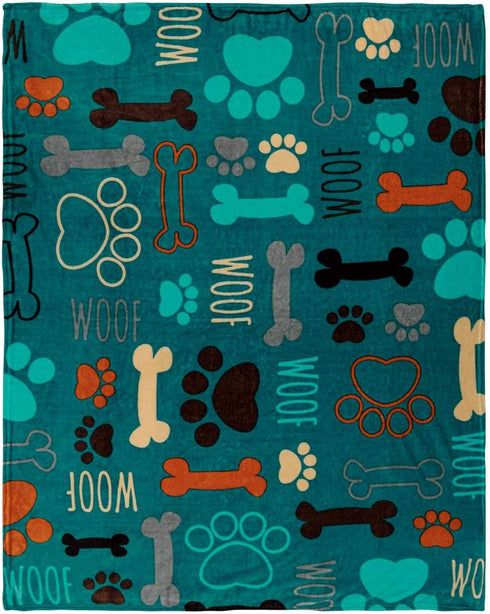 Infinity Republic - Puppy Paws Dog Lovers Soft Plush Blanket - Perfect for Gifts, Pets, Decor, etc!
