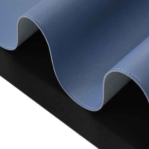 Leather Desk Pad Blotter,Wolaile 36x17 inch Big Keyboard Mouse Pad,Waterproof Non-Slip Writing Desk Computer Mat Desktop Protector for Office Home,Blue