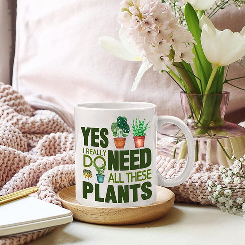 Dynular Plants Lover Gifts for Women Mom Funny Plant Gifts Plant Addict Coffee Mug for Crazy Plant Lady Plant Men Plant Themed Gift for Christmas Birthday All I Need is Plants Coffee Cup Spoon