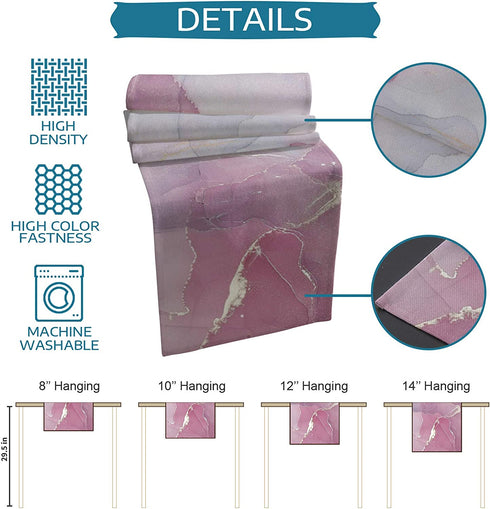 Marble Pink Table Runner-Cotton Linen-90 Inch Long Agate Gold Line Holiday Dresser Scarves,Abstract Modern Art Ombre Tablerunner for Kitchen Coffee/Dining Bedroom Home Living Room Dinner Scarf D©cor