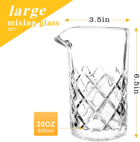Lighten Life Cocktail Mixing Glass,20oz Mixing Glass with Thick Bottom,Premium Old Fashioned Bar Mixer Glass for Stirring Drinks,Professional Stirring Glass Cocktail beaker