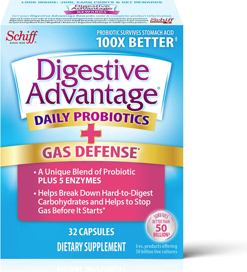 Fast Acting Enzymes Plus Daily Probiotic Capsules, Digestive Advantage (32 Count In A Box) - Helps Support Breakdown Of Hard To Digest Foods & Helps Prevent Gas*, Supports Digestive & Immune Health*