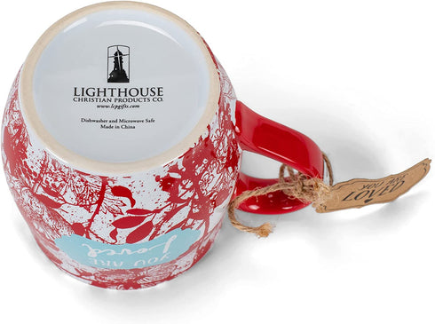 You Are Loved Crimson Floral 13 Ounce Ceramic Mug