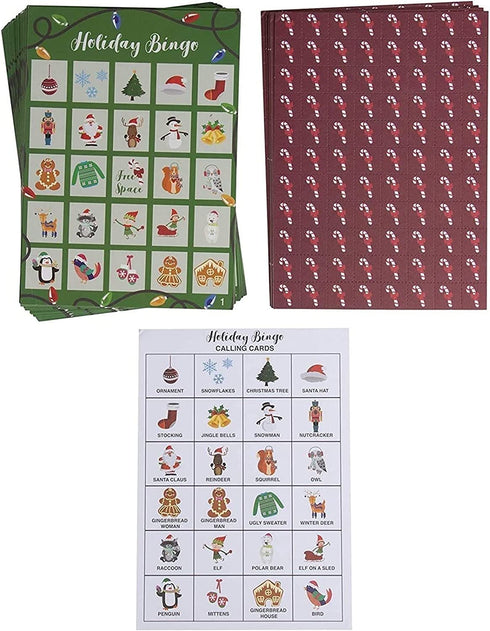 Juvale Christmas Bingo Game for Adults and Kids, Holiday Party Supplies, 2 to 36 Multi-Player (47 Pieces)
