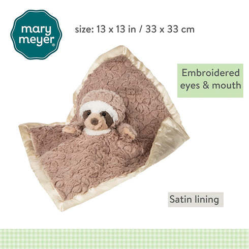 Mary Meyer Super Soft Stuffed Animal Security Blanket, Putty Sloth, 13 x 13-Inches