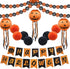Halloween Party Decoration Kit, Orange Black Pumpkin Paper Garland Lantern Lamp Tissue Paper Pom Poms Flowers €œHappy Halloween Banner for Halloween Party Birthday Event Decorations