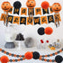 Halloween Party Decoration Kit, Orange Black Pumpkin Paper Garland Lantern Lamp Tissue Paper Pom Poms Flowers €œHappy Halloween Banner for Halloween Party Birthday Event Decorations