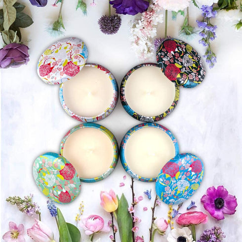 Scented Candles Gift Set, Christmas Gifts, Aromatherapy Candles for Home Scented, 4.4 Oz Pack of 4 Tin Long Lasting Soy Candle, Birthday Gifts for Women Mom Bath Spa Meditation Bathroom Gift Candles