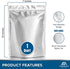 ProPremium 50 Mylar Bags 1 QUART - Thick 7.4 Mil - 7"x10" Airtight Vacuum Sealing Sealable Mylar Bags for Long Term Food Storage - Odor Free Heat Resistant - Light and Moisture Proof Fresh Saver Packs