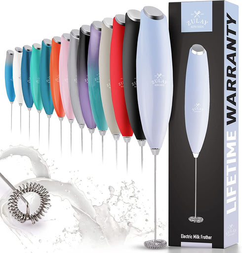 Zulay Milk Frother for Coffee with Upgraded Titanium Motor - Handheld Frother Whisk, Milk Foamer, Mini Blender and Electric Mixer Coffee Frother for Frappe, Latte, Matcha, No Stand - Cloud