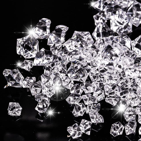 Mirrogo Fake Ice Crystal Rocks, Acrylic Fake Diamonds,Faux Ice Cubes 1240 PCS Valentines Vase Filler Fake Ice Cubes, Wedding and Home Decorative Acrylic Gems