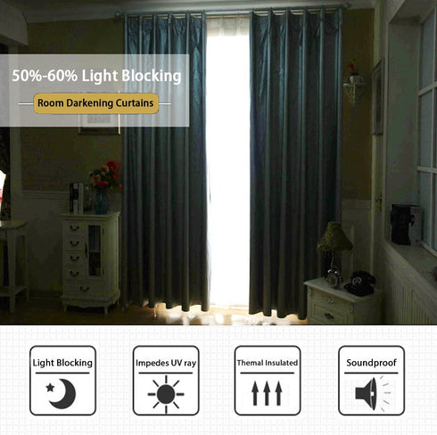 2 Panels Solid Room Darkening Drapes Pure White Themal Insulated Grommet/Eyelet Top Nursery & Infant Care Curtains Each Panel 42" W x 63" L