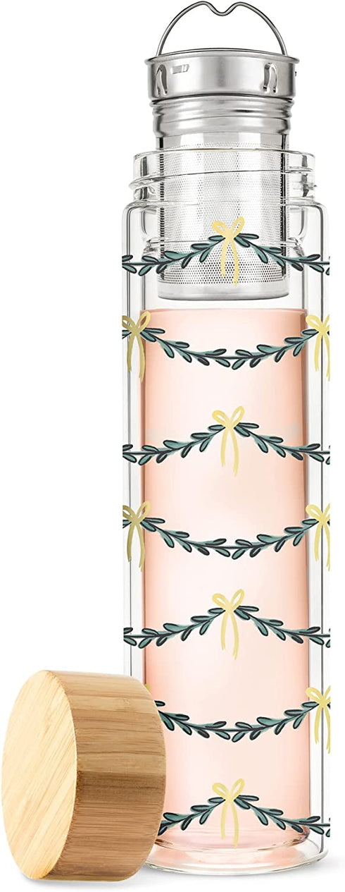 Pinky Up Blair Garland Glass Infuser Travel Mugs, 16 oz, Green