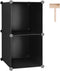 C&AHOME Cube Storage, 2-Cube Organizer Units, Plastic Closet Storage Shelves, DIY Book Shelf, Modular Bookcase, Cabinet Ideal for Bedroom, Living Room, Home Office, 12.4" L x 12.4" W x 24.8" H Black