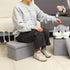 ZLY Folding Stool Storage Ottoman Polyester Fabric Linen Foot Rest Seat Clutter Collection 16"x10"x10"