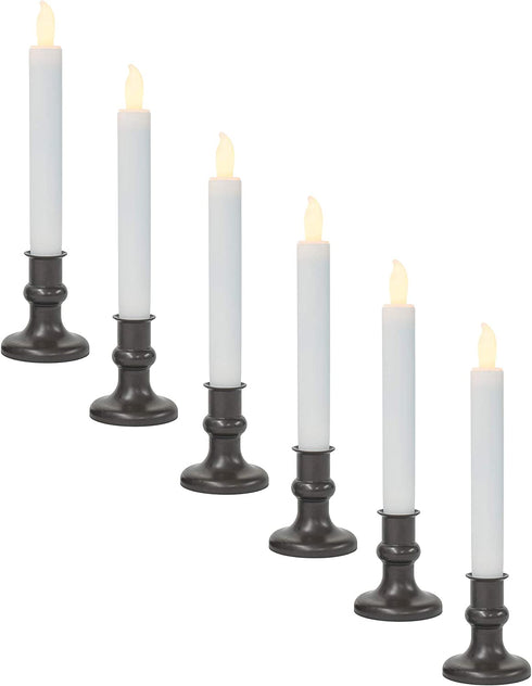 Mark Feldstein & Associates LED Taper Classic White 7 inch Acrylic Christmas Flameless Candles Set of 6 with Timer