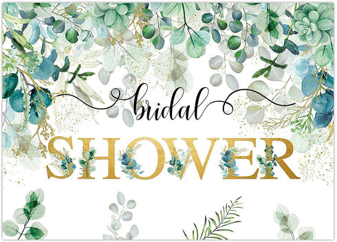 Funnytree 7x5FT Bridal Shower Backdrop Bride to Be Bachelorette Engagement Wedding Party Decor Green Eucalyptus Leaves Greenery Photography Background Cake Table Banner Photobooth Props Supplies Gift