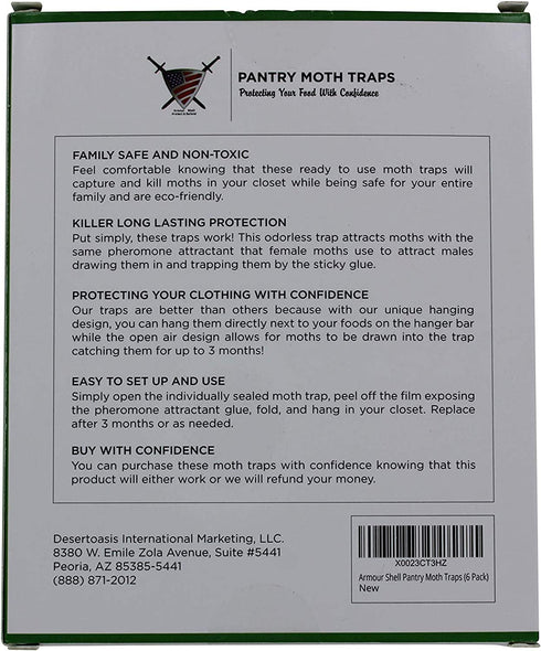 Pantry Moth Trap (6 Pack) - Closet Traps for Moths with Unique Hanging Design, Pheromone Attractant Catches Male Moths Naturally without Toxic Repellant is Family Safe and Prime for Kitchen Closets.