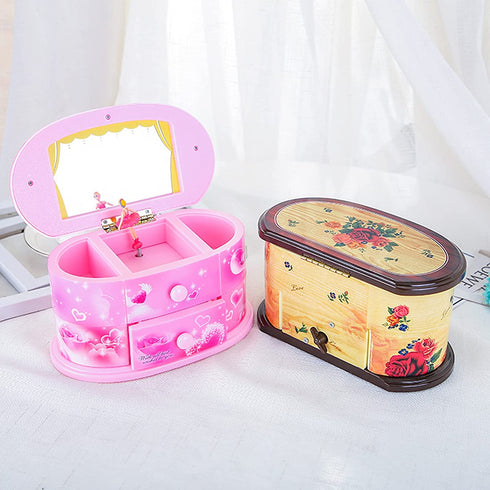 Pink Musical Jewelry Box For Little Girls Jewelry Set For Daughter Kids Children Ballerina Music Box Gifts For Birthday Christmas