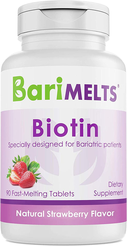 BariMelts Biotin, Dissolvable Bariatric Vitamins, Natural Strawberry Flavor, 90 Fast Melting Tablets